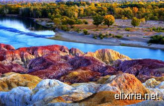 The Danxia landform is formed from red-coloured sa